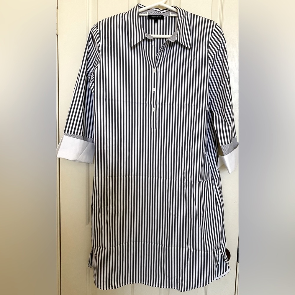 Lafayette 148 New York striped shirt dress size L